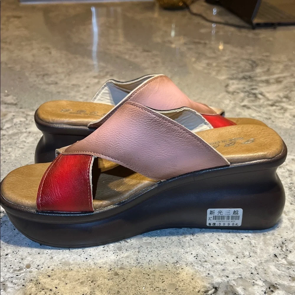 Colorful Women's Wedge Sandals Size 7.5